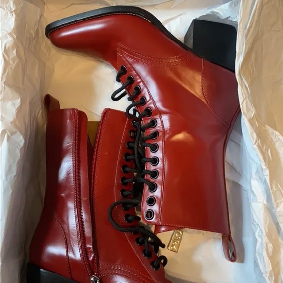 CHLOE Leather Lace-Up Western Boot Heel - Picture 5 of 9